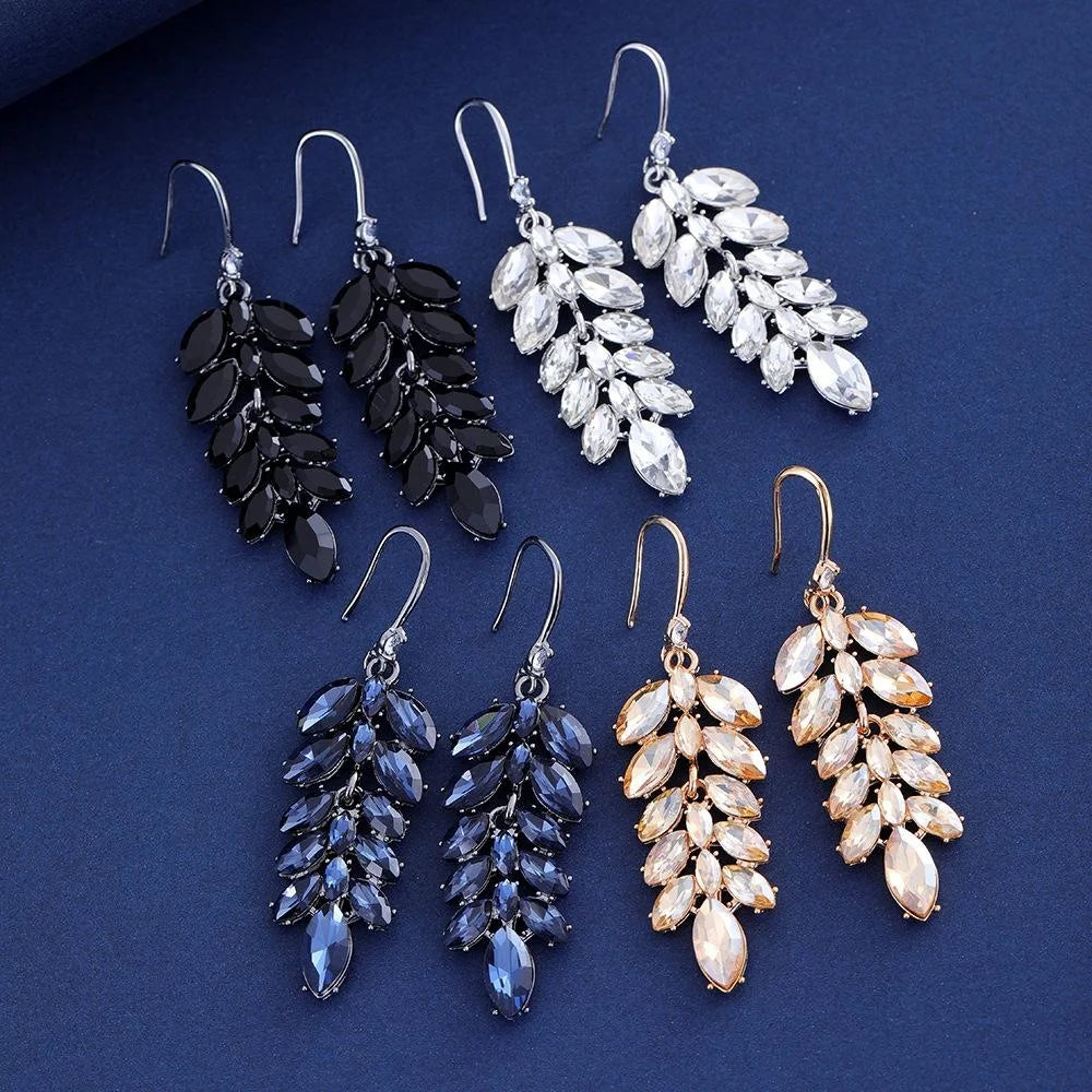Elegant Glass Crystal Wheat Tassel Earrings For Women Luxury Alloy Rhinestone Drop Earrings Wedding Party Gift