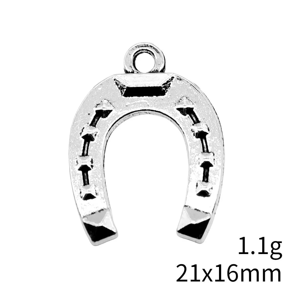 21x16mm 1.1g Antique Silver Zinc Alloy Horseshoe Charm Pendant for DIY Bracelet Necklace Making