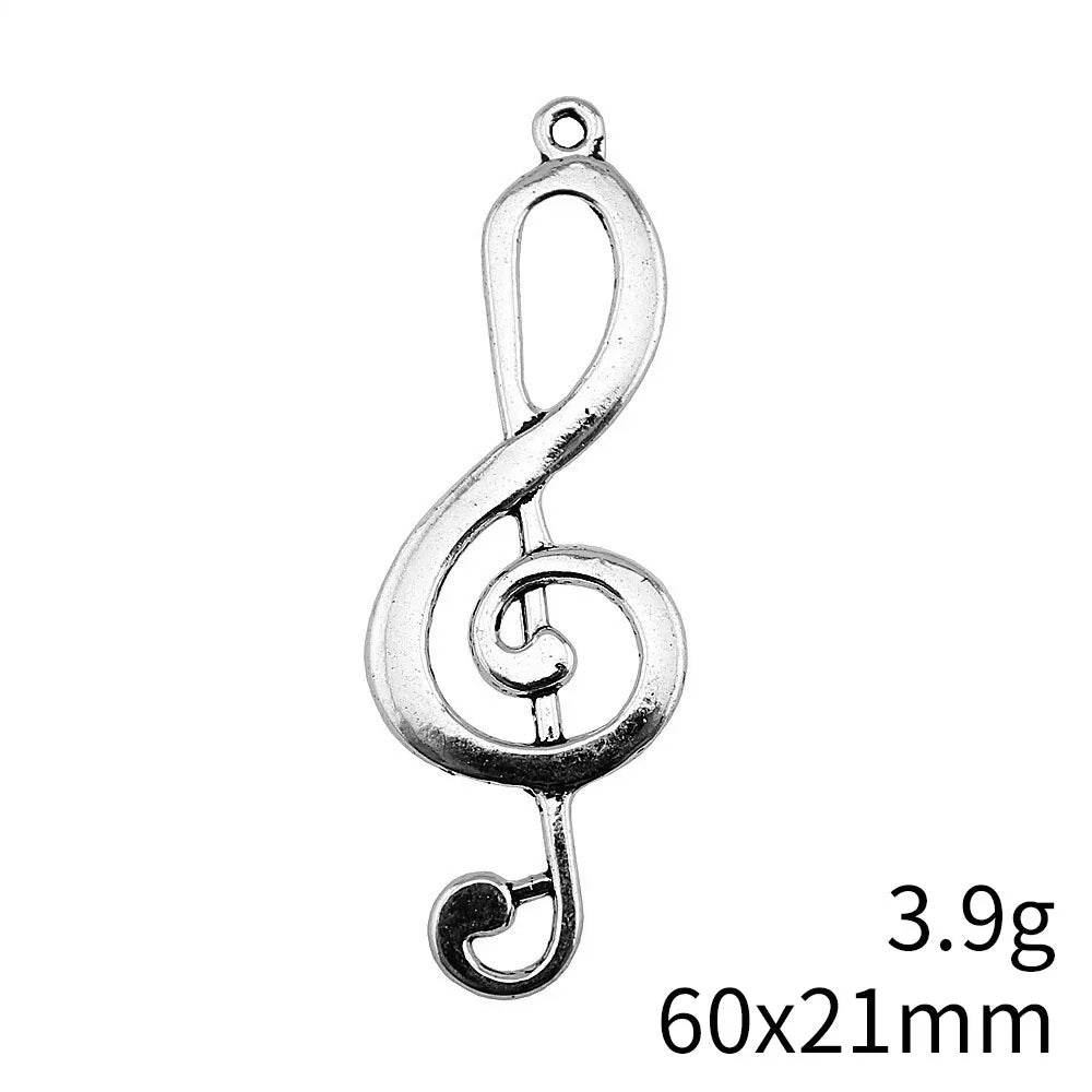 60x21mm 3.9g Antique Silver Zinc Alloy Treble Clef Music Note Charm Pendant for DIY Jewelry Making