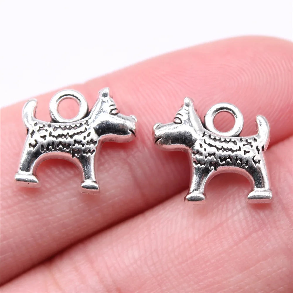 13x13mm 1.7g Multicolor Zinc Alloy Dog Charm Pendant for DIY Necklace Bracelet Making