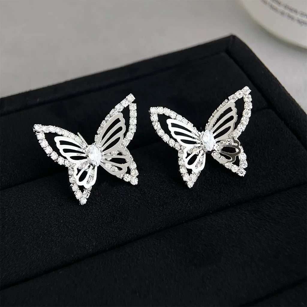 Micro Pave Zircon Bow Stud Earrings Copper Sweet Fresh Summer Jewelry For Women