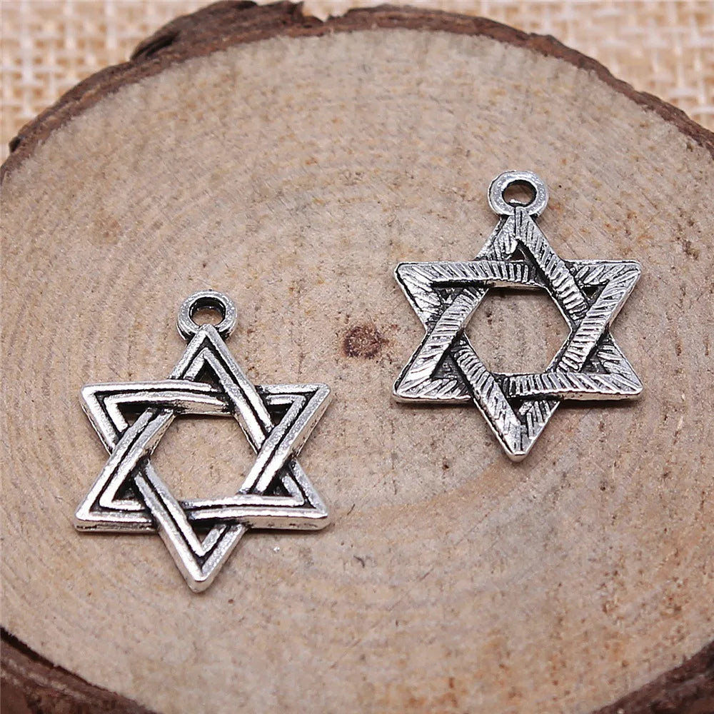 20x15mm 1g Antique Silver Zinc Alloy Hexagram Charm Pendant for DIY Necklace Bracelet Making