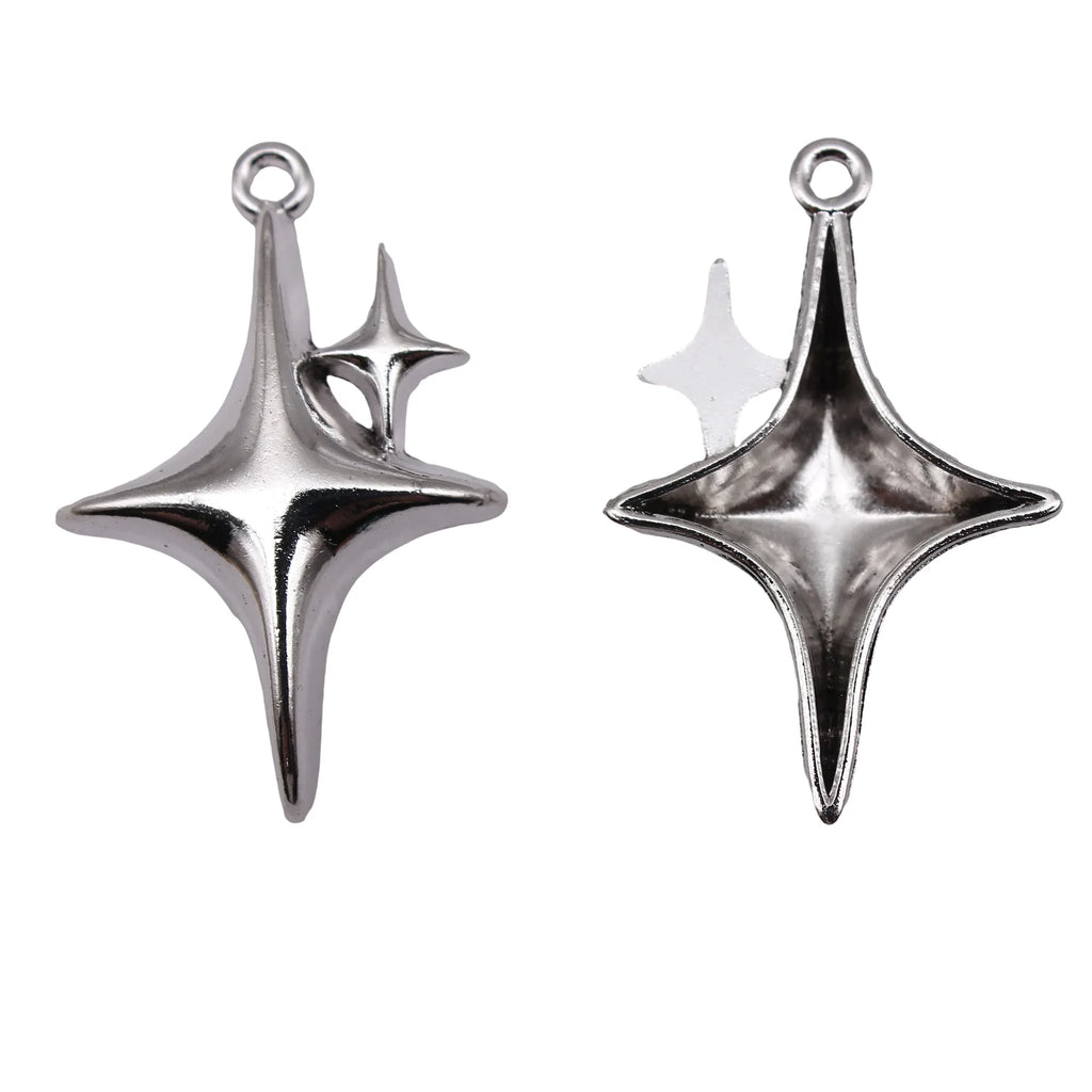 22x35mm 2.9g Multicolor Zinc Alloy Four Point Hollow Star Charm Pendant for DIY Necklace Jewelry