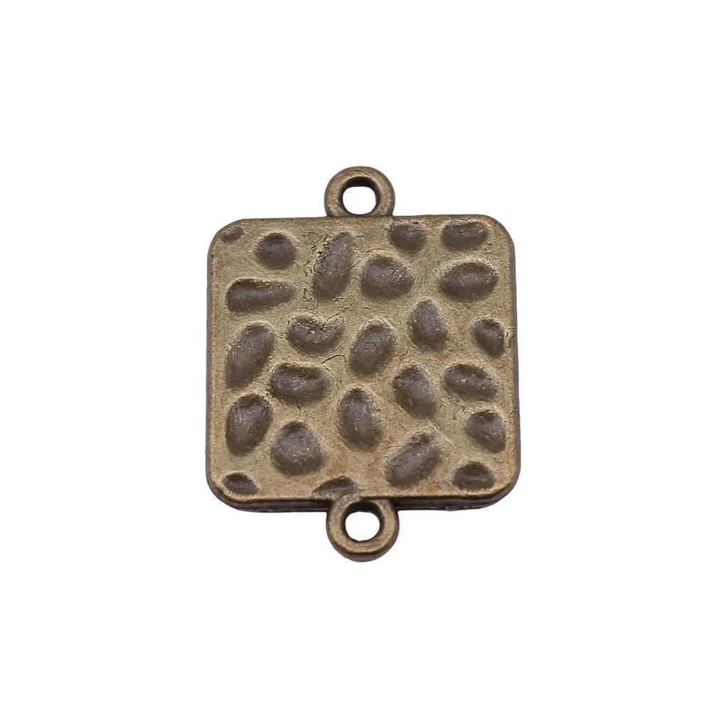 26x19mm 2.9g Antique Bronze Zinc Alloy Hammered Square Connector Charm for DIY Bracelet Jewelry