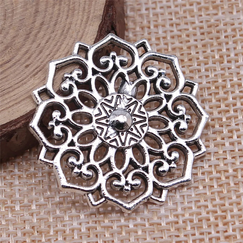 31x31mm 4g Multicolor zinc alloy Flower Filigree charm pendant for DIY necklace bracelet making