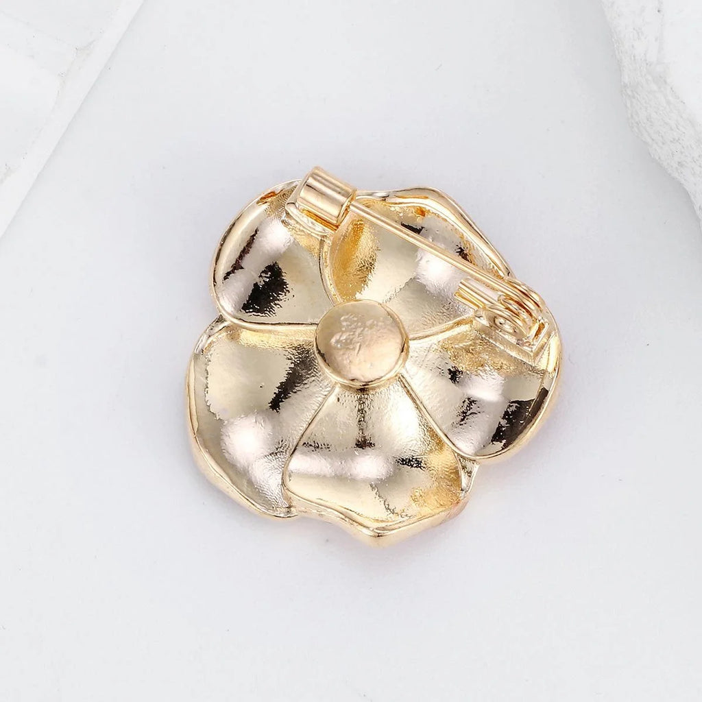 Elegant Red Enamel Poppy Flower Alloy Brooch With Black Rhinestone Center, Women's Lapel Pin Gift