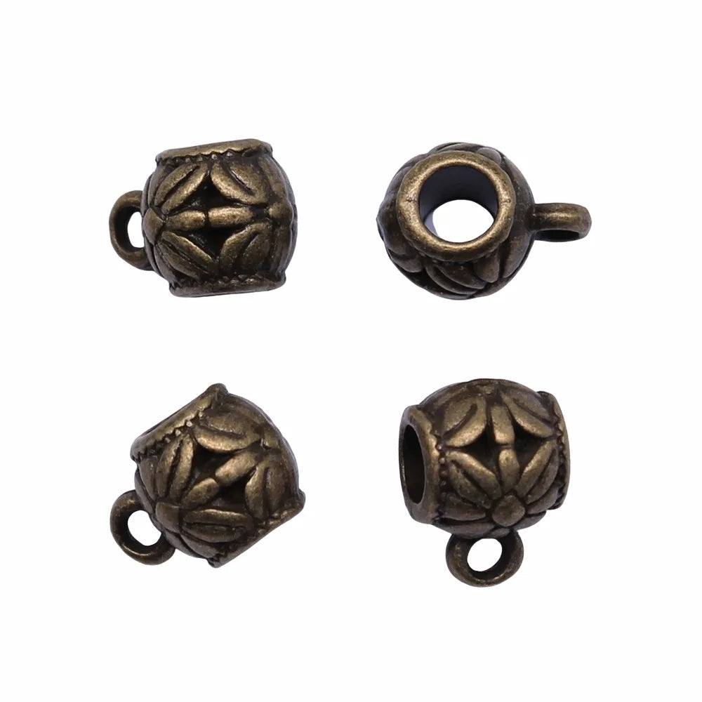 13x9x9mm 2.3g Multicolor Zinc Alloy Hollow Floral Pendant Bail Connector for DIY Jewelry Making