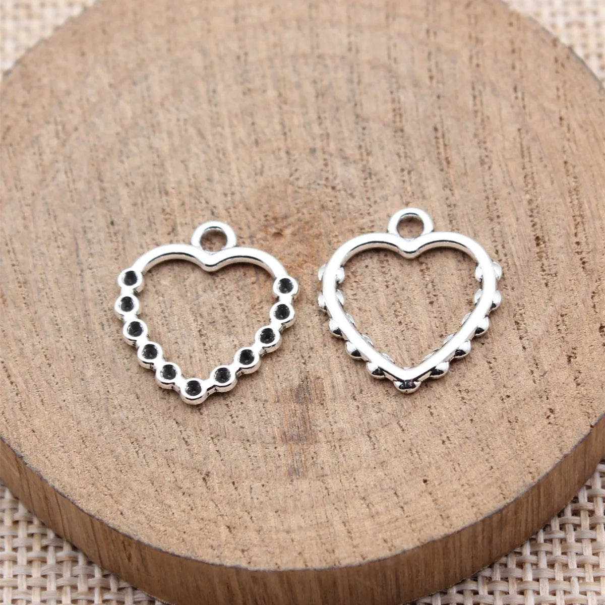18x16mm 0.64g Antique Silver Zinc Alloy Heart Rhinestone Setting Charm Pendant for DIY Jewelry Making