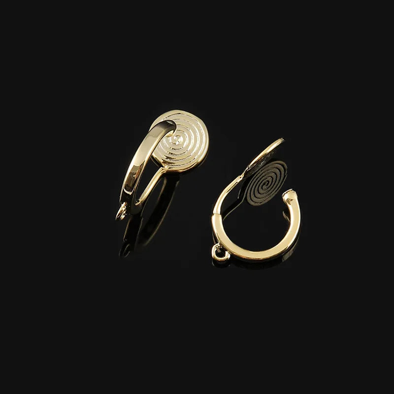 Elegant Gold Alloy Spiral Coil Hoop Stud & Clip On No Piercing Women's DIY Handmade Ear Cuff Earrings