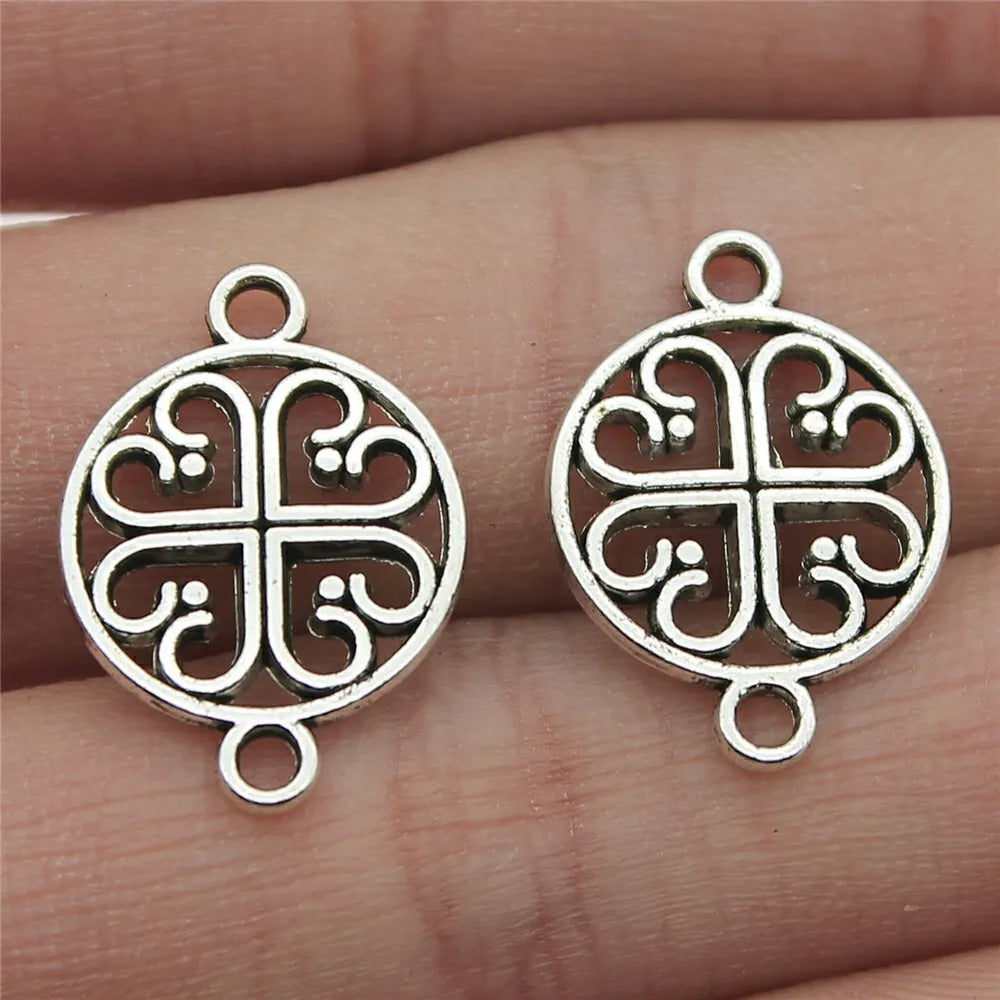 15x20mm 1.2g Antique Silver Zinc Alloy Flower Filigree Connector Charm for DIY Jewelry Making