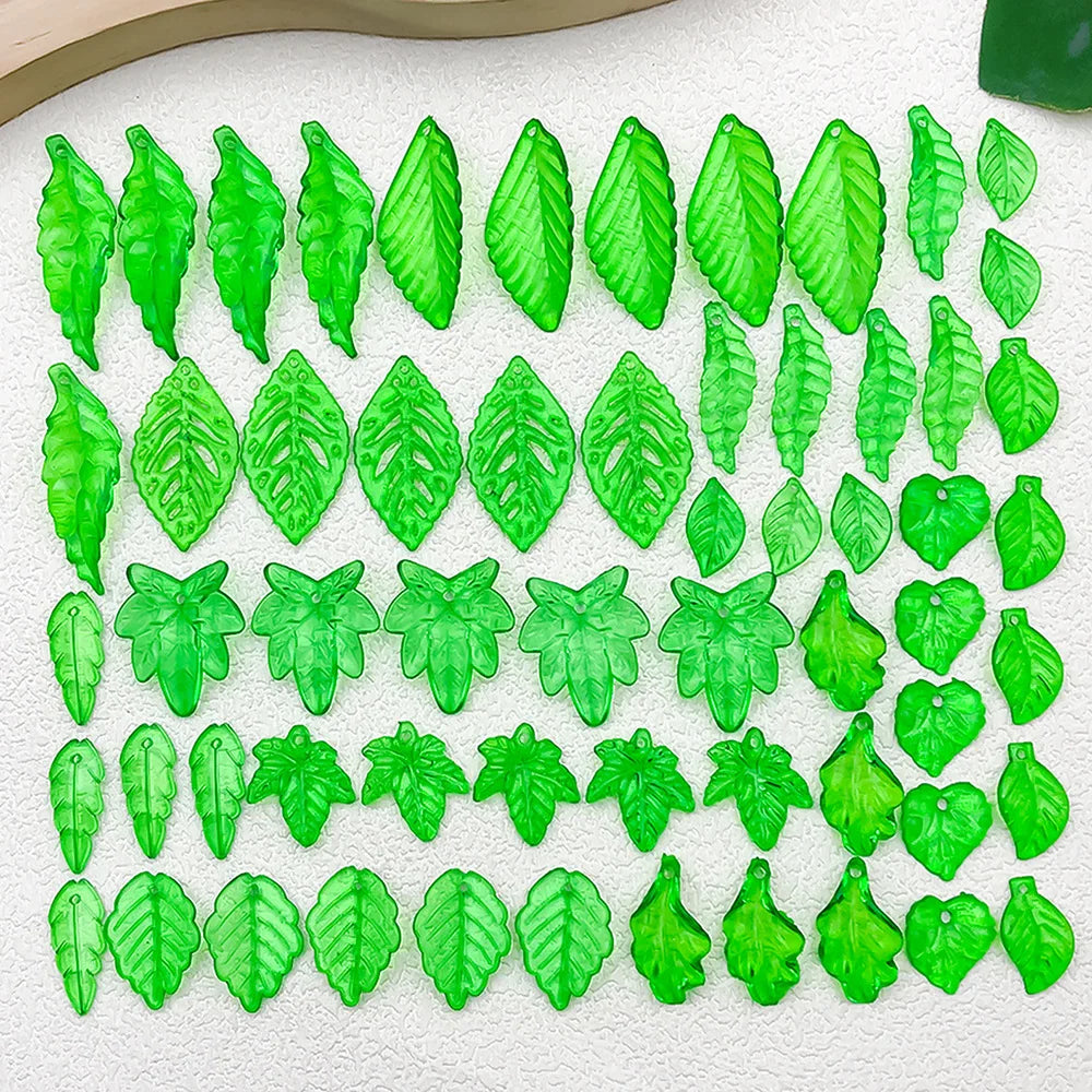 Transparent Acrylic Maple Leaf Green Leaf Grape Leaf loose beads for DIY bracelet making