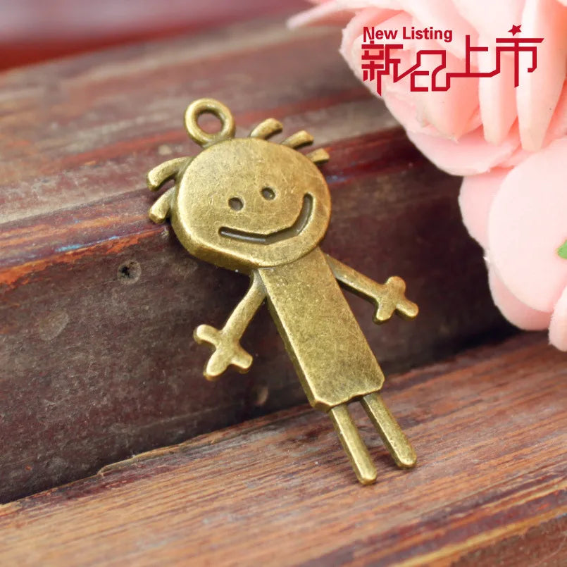 35x20MM Antique Silver Zinc Alloy Smiling Boy Charm Pendant for DIY Necklace Bracelet Jewelry Making