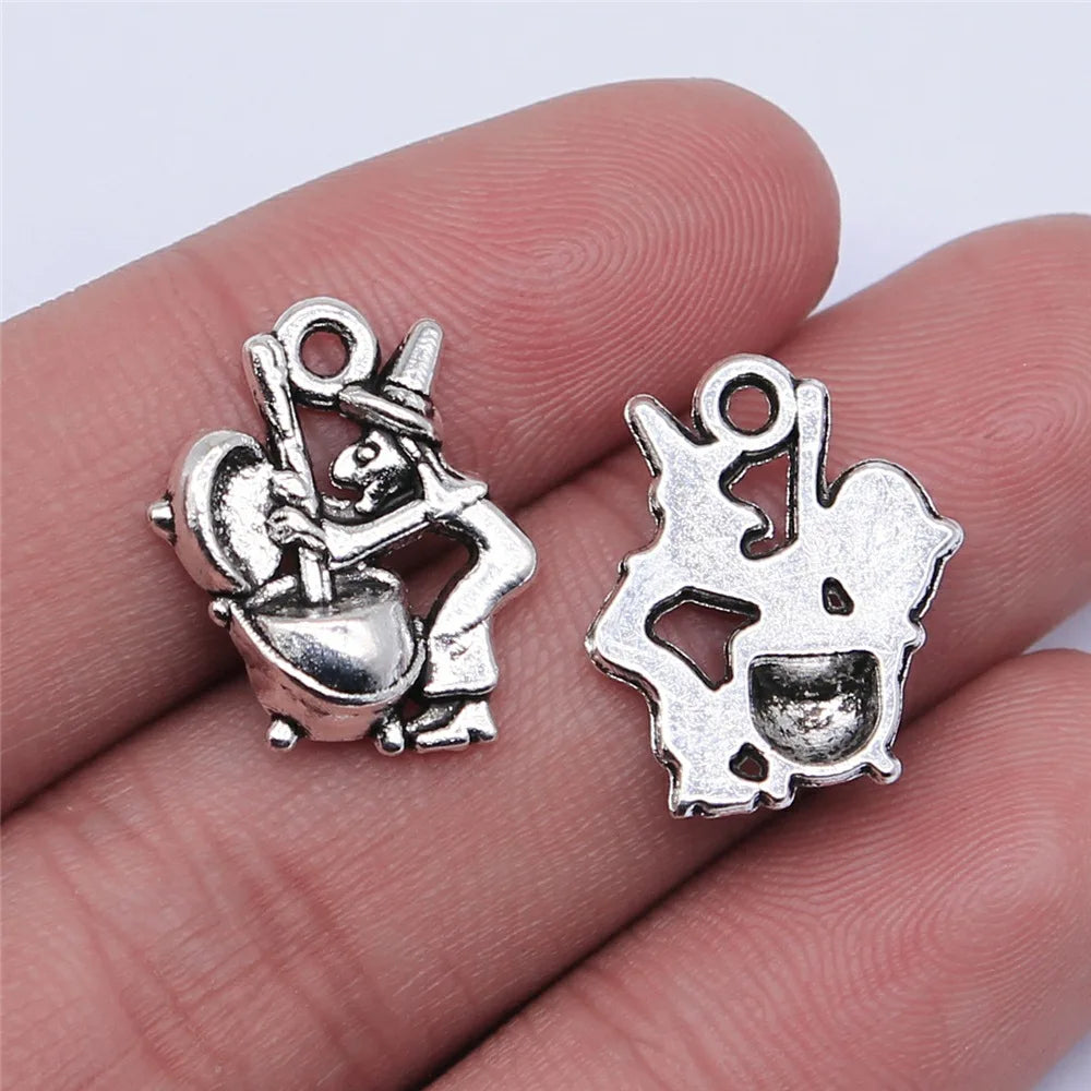 17x14mm 1.3g Multicolor Zinc Alloy Witch Grinding Medicine Charm Pendant for DIY Jewelry Making