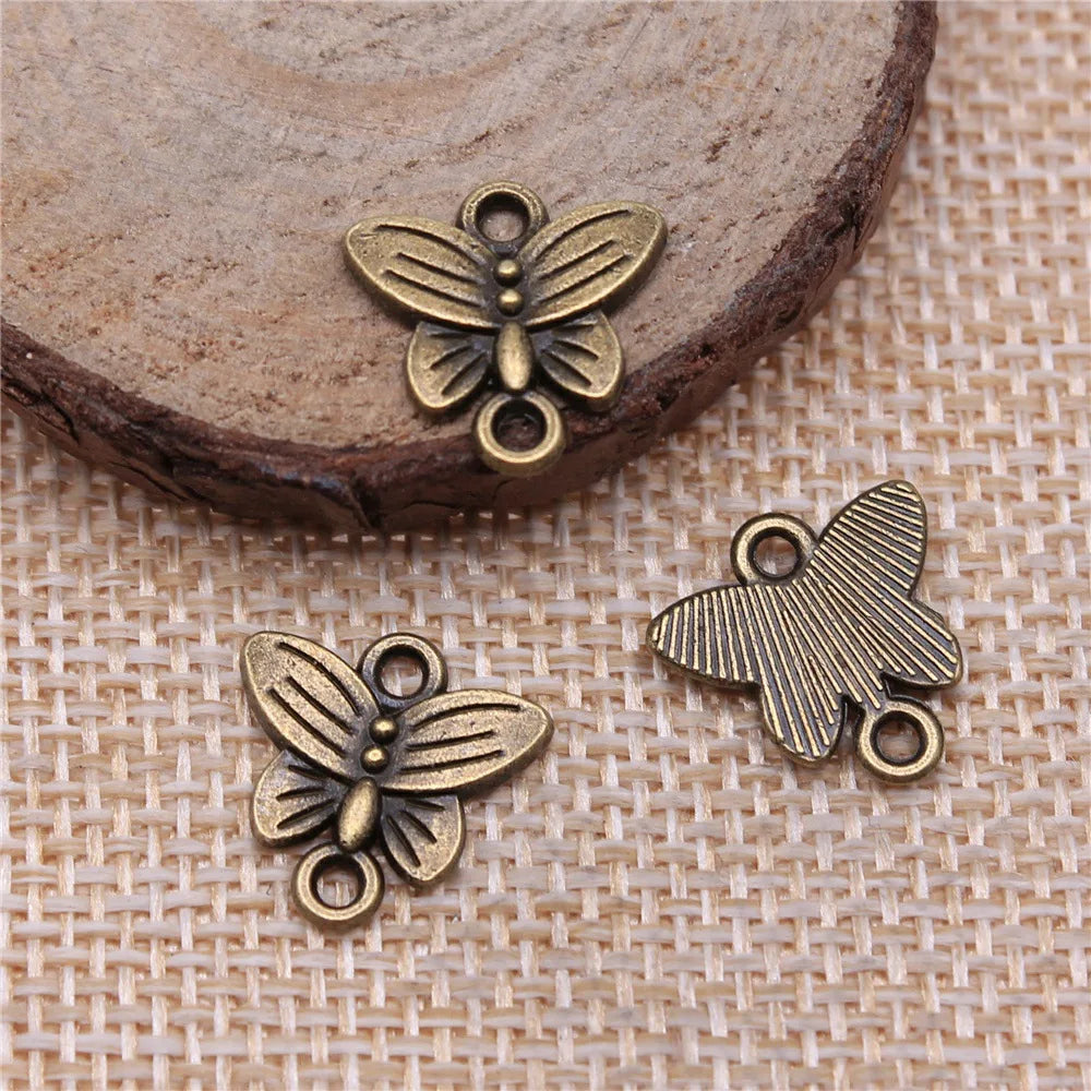 14x14mm 0.9g Multicolor Zinc Alloy Butterfly Connector Charm for DIY Bracelet Necklace Making