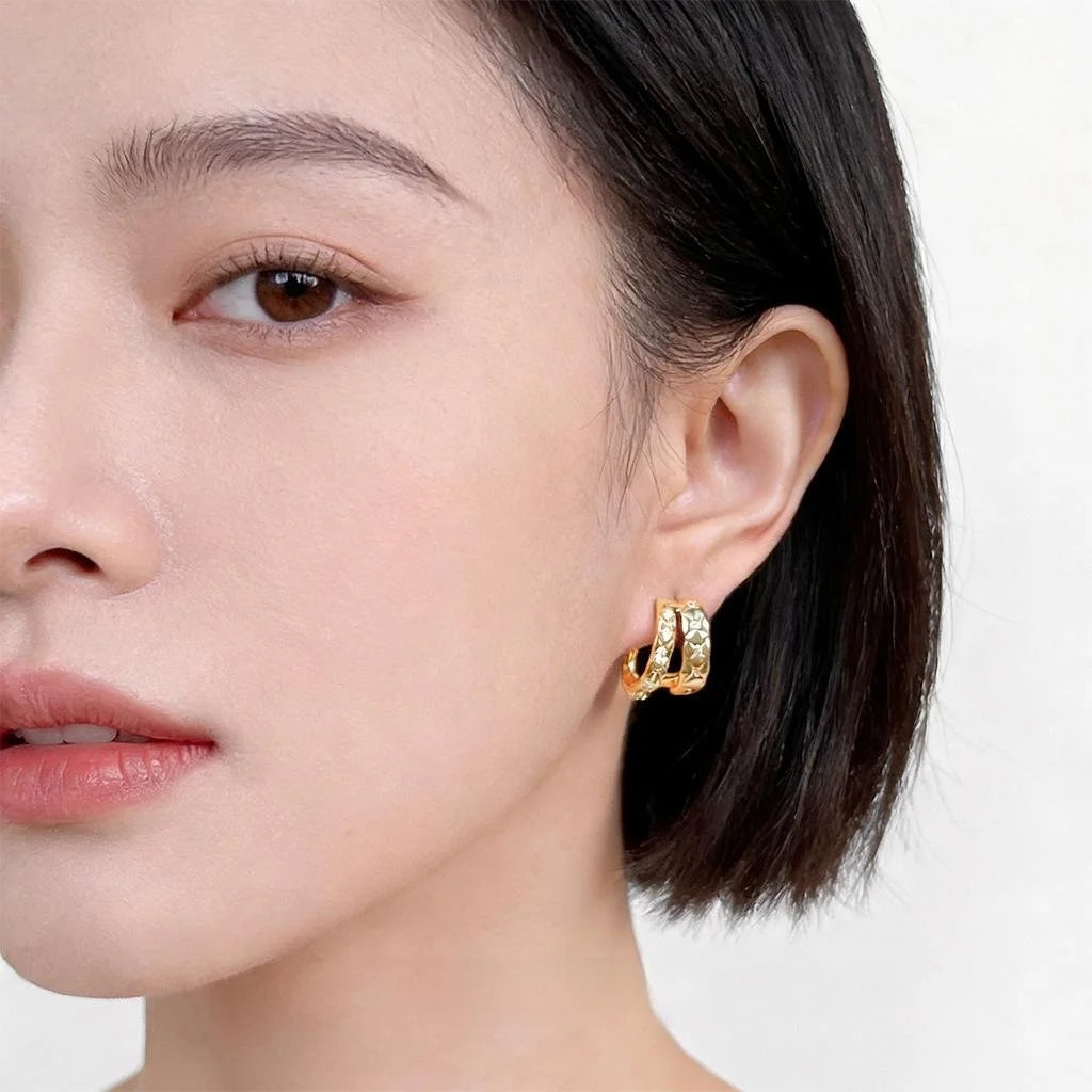 Light Luxury Micro Pave Zircon Geometric U Hoop Drop Earrings With Copper Base