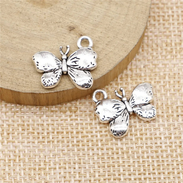 15x18mm 2.2g Multicolor Zinc Alloy Butterfly Charm Pendant for DIY Bracelet Necklace Making