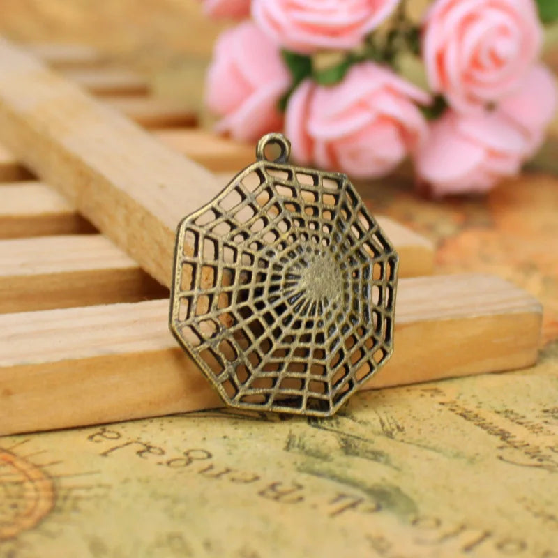 28MM Antique Silver Zinc Alloy Spider Web Charm Pendant for DIY Necklace Bracelet Jewelry Making