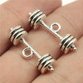 25x7x7mm 2.8g Antique Silver Zinc Alloy Barbell Charm Pendant for Sports Theme DIY Jewelry Making