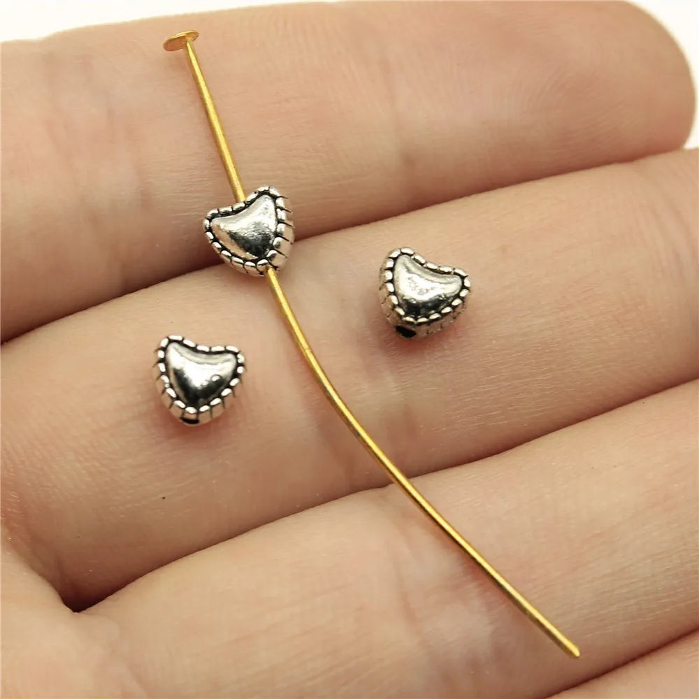 5x4mm 0.5g Antique Silver Zinc Alloy Heart Spacer Beads for DIY Bracelet Necklace Jewelry Making
