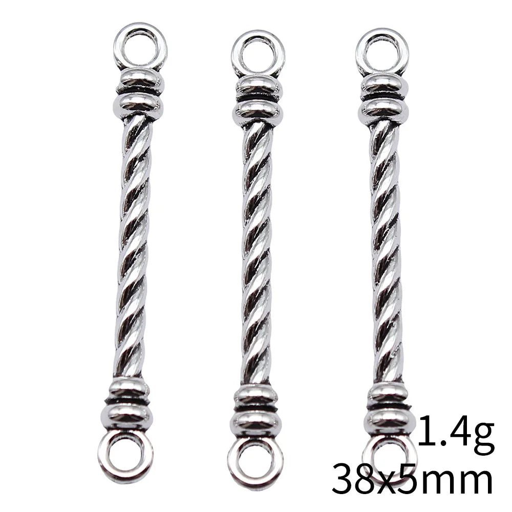 38x5mm 1.4g Antique Silver Zinc Alloy Long Bar Connector Charm for DIY Bracelet Necklace Jewelry