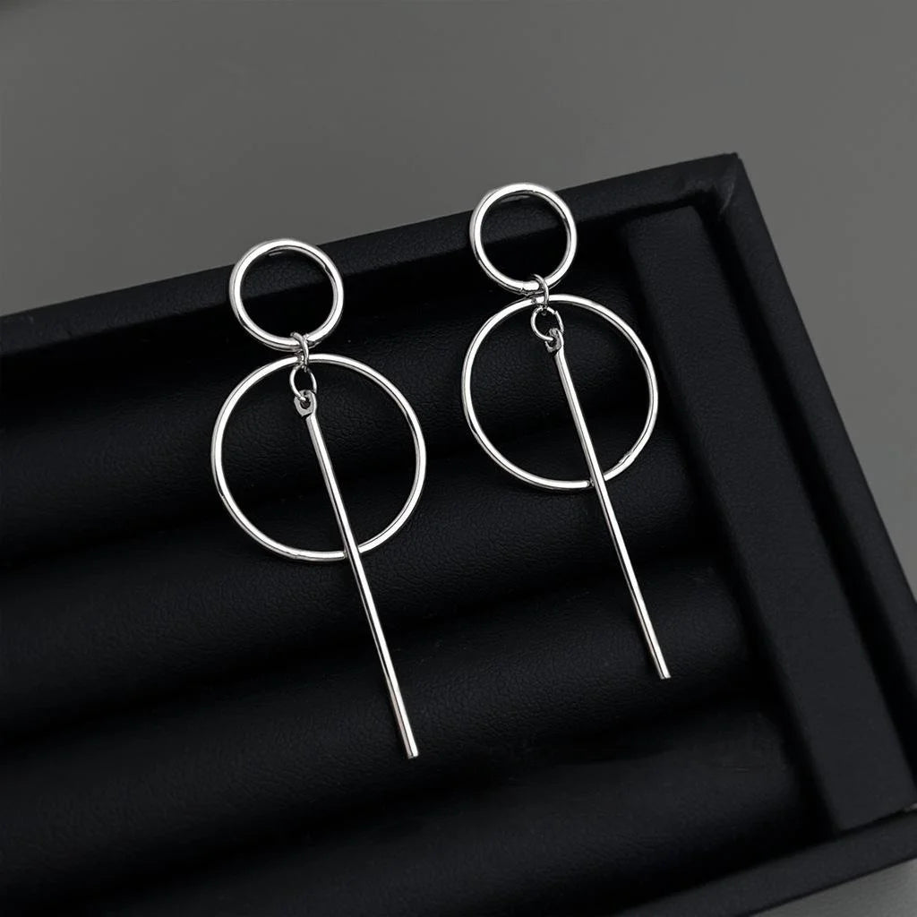 Copper Geometric Circle Line Hoop Earrings Minimalist Fashion Yiwu Jewelry