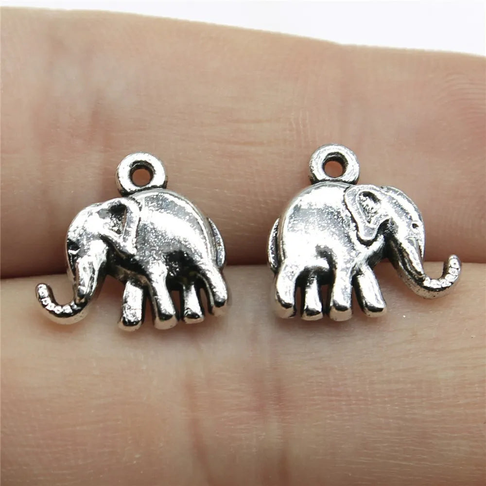 14x13mm 1.5g Antique Silver Zinc Alloy Small Elephant Charm Pendant for DIY Necklace Bracelet Making