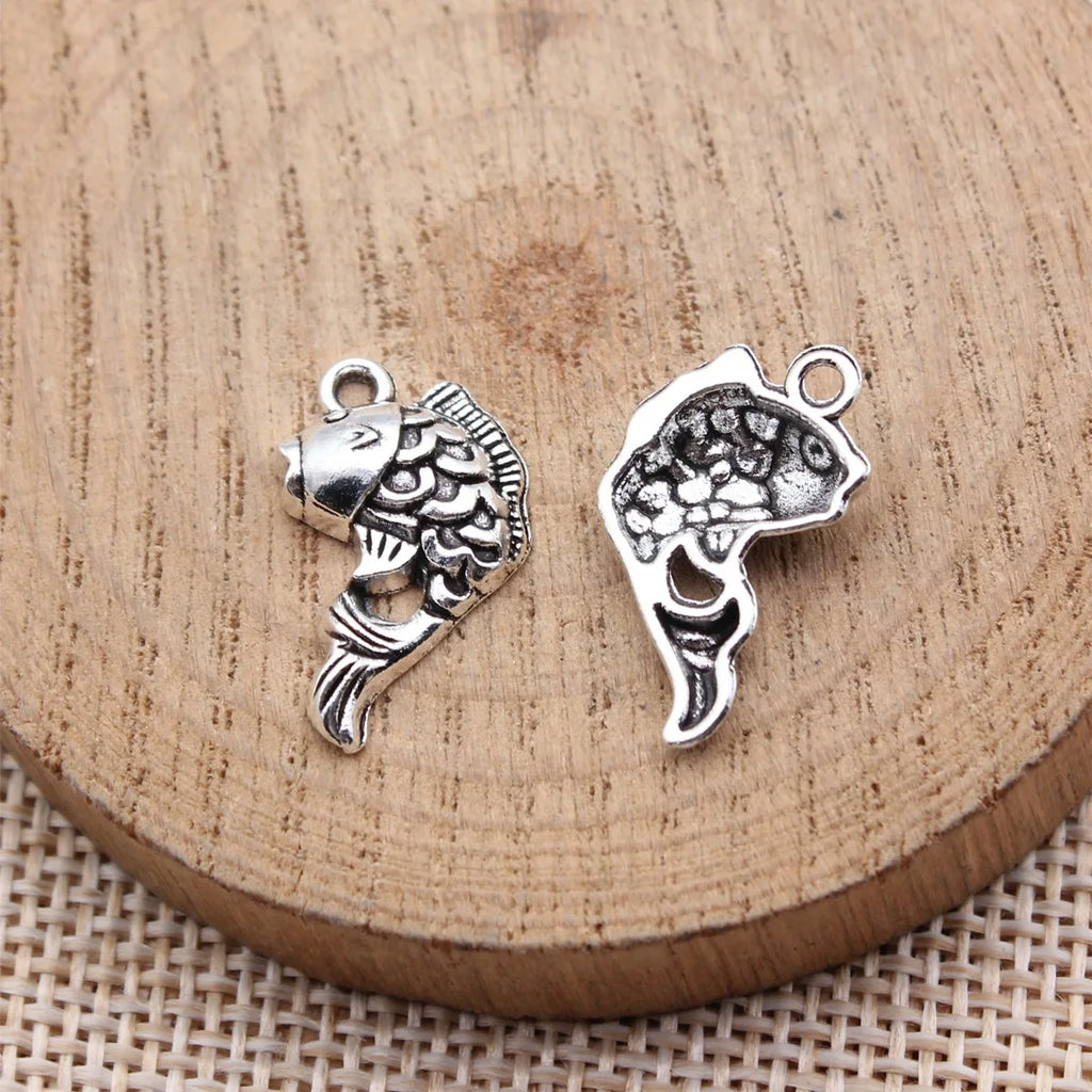 20x12mm 1.05g Antique Silver Zinc Alloy Goldfish Charm Pendant for DIY Necklace Bracelet Making