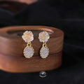 French Vintage Resin Rose Flower Stud Earrings Elegant Court Style Geometric Floral Jewelry