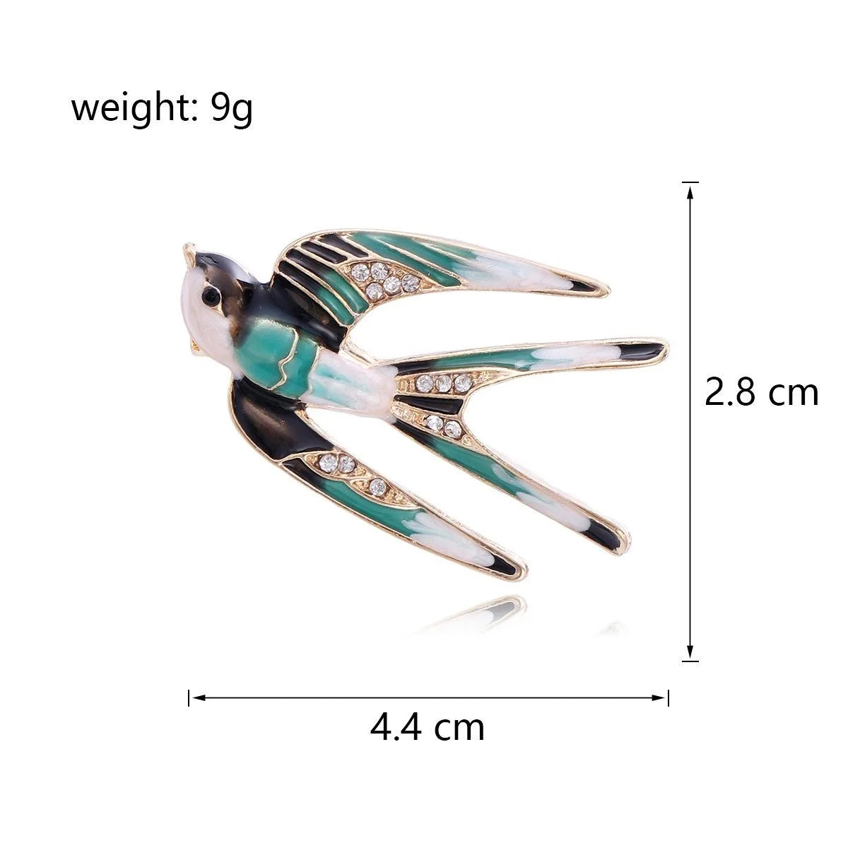 Elegant Enamel Swallow Bird Brooch With Rhinestone Accents, Gold Tone Alloy Lapel Pin Corsage Gift