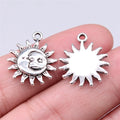 21x17mm 1.88g Antique Silver Zinc Alloy Moon Sun Charm Pendant for DIY Jewelry Accessories