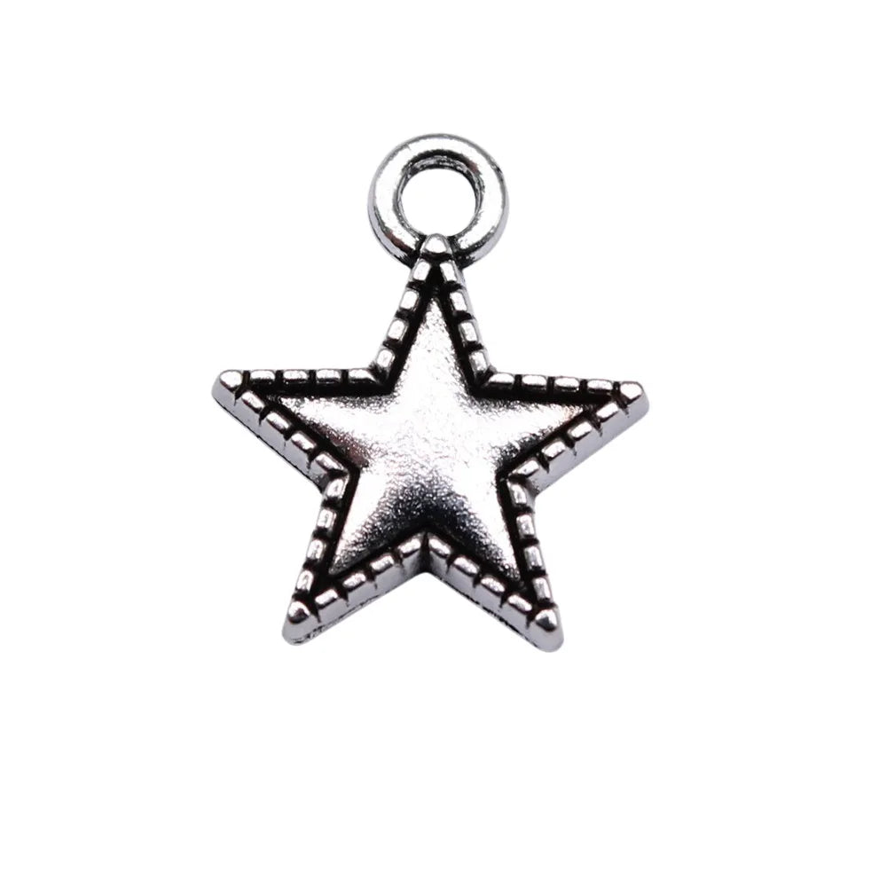 15x12mm 0.7g Antique Silver Zinc Alloy Star Five Point Star Charm Pendant for DIY Jewelry Making