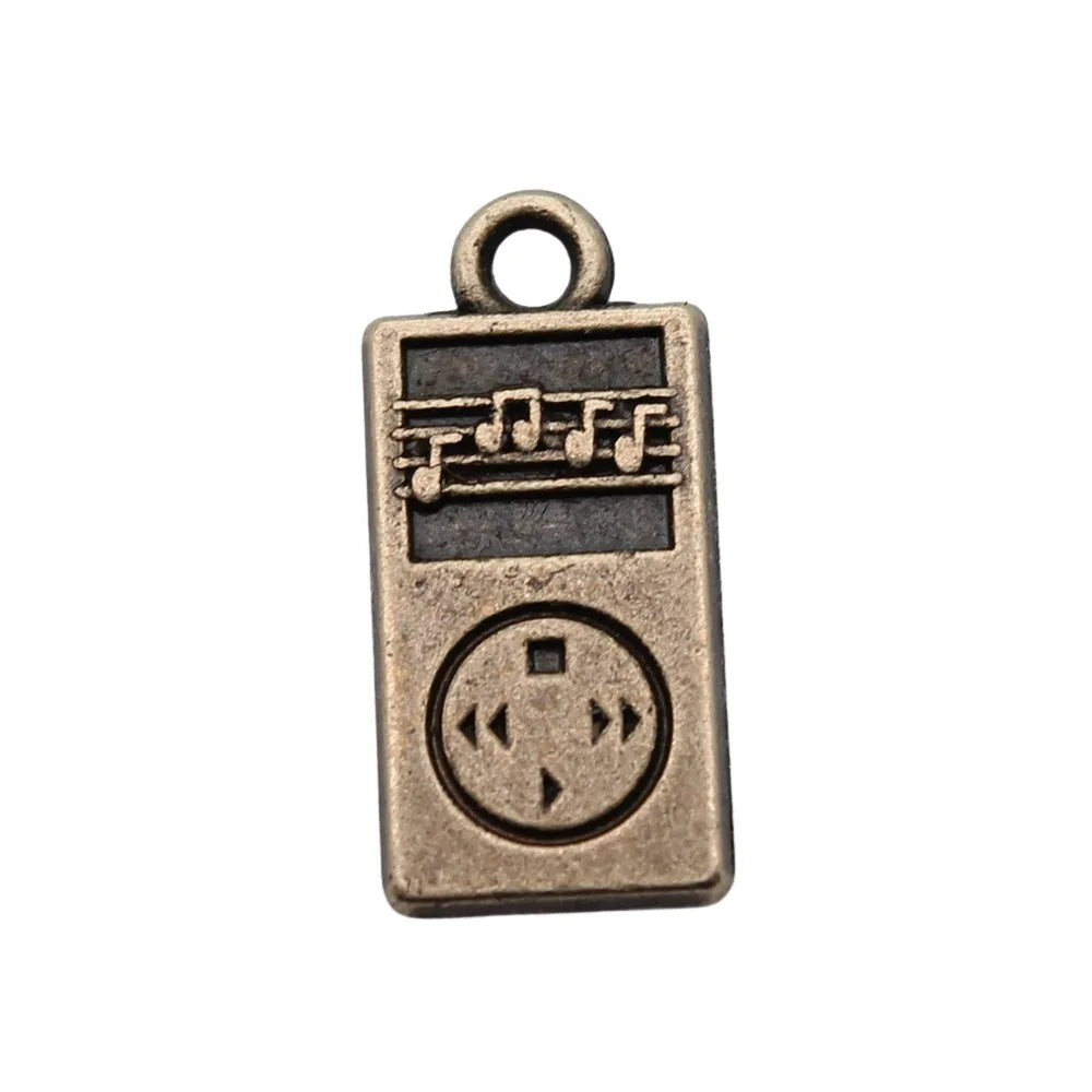 19x9mm 1.48g Antique Bronze Zinc Alloy Music Player Charm Pendant for DIY Music Jewelry Making