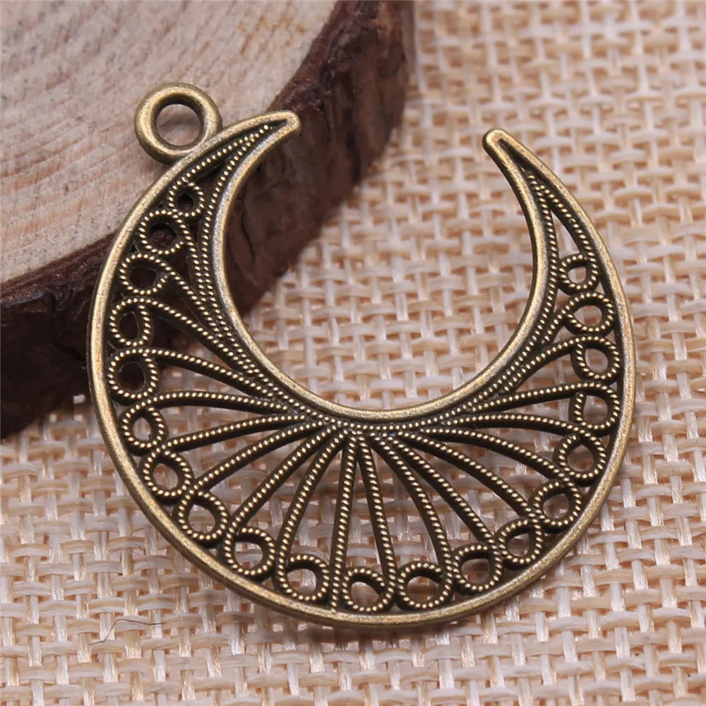 30x34mm 2.2g Multicolor Zinc Alloy Hollow Moon Earring Charms for DIY Earrings Jewelry Making