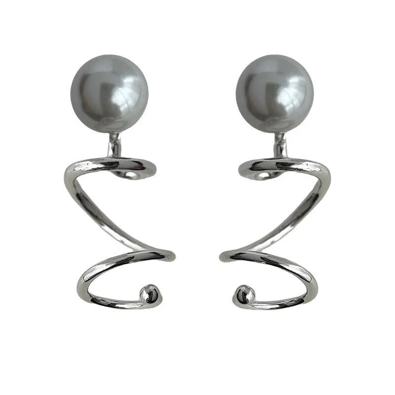 Premium Minimalist Geometric Hoop Drop Earrings Copper Glass Pearl Line Design For Women