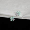 Mint Green Flower Stud Earrings With Zircon Inlay Resin Copper Sweet Fresh Style