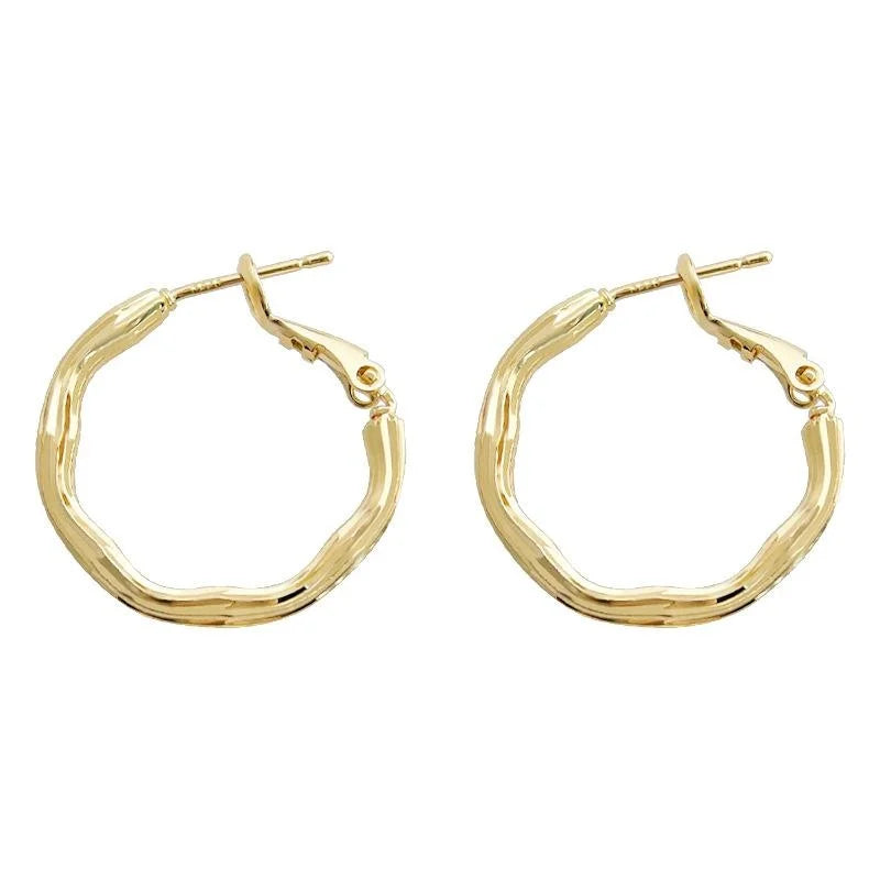 Sweet Cool Geometric Round Copper Hoop Earrings Fashion Commuter Versatile Jewelry
