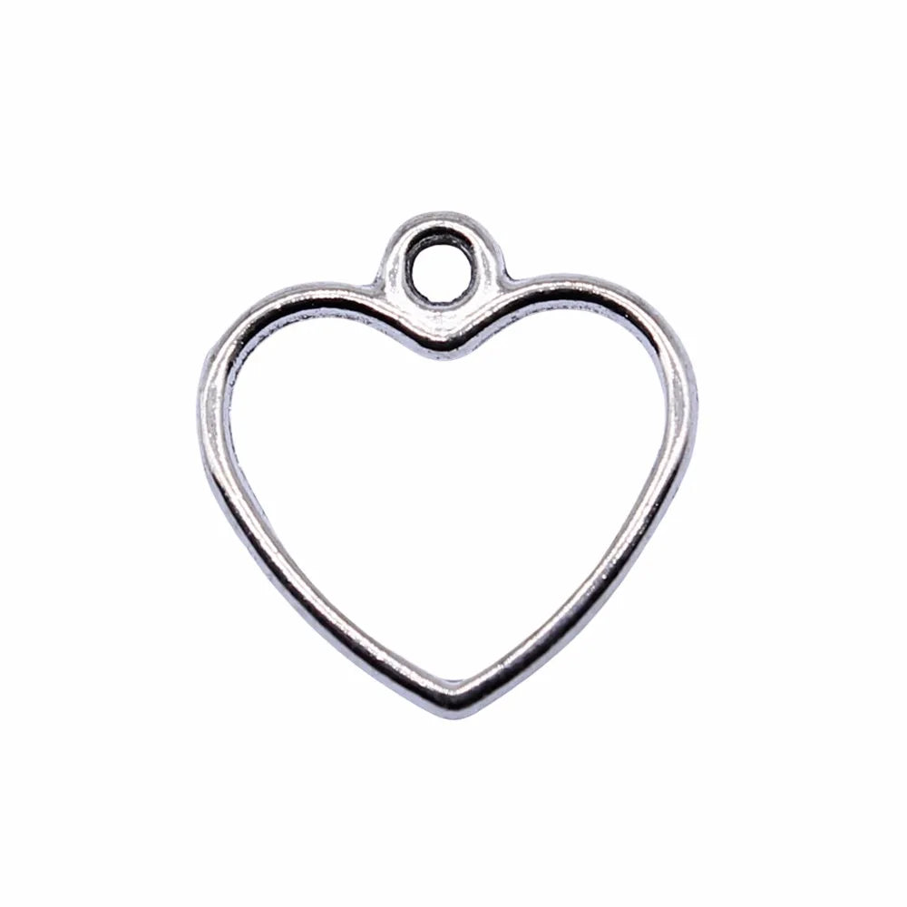 14x13mm 0.25g Multicolor Zinc Alloy Hollow Heart Frame charm pendant for DIY bracelet necklace making