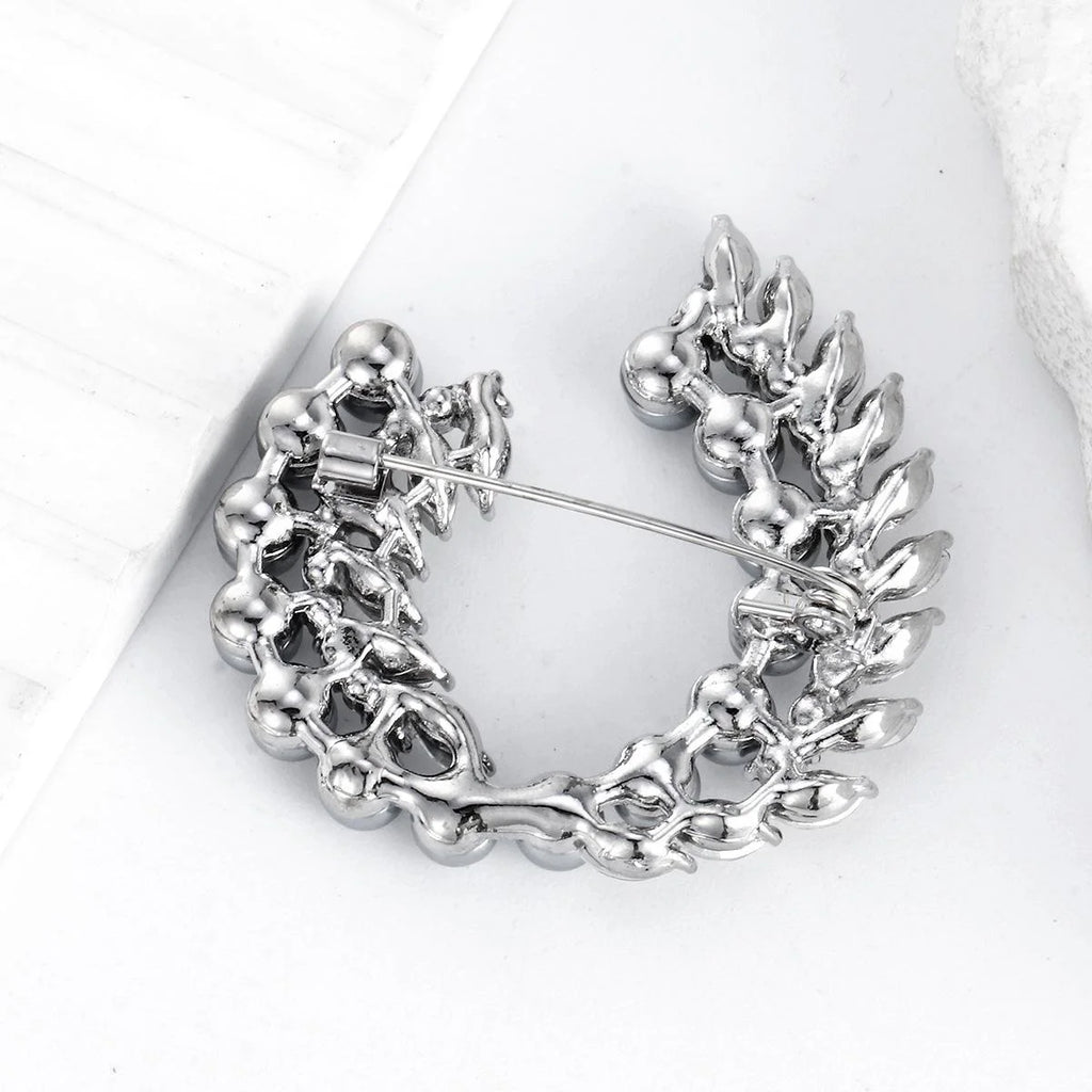 Elegant Pearl Wheat Wreath Brooch With Rhinestone Alloy Leaves, Luxury Lapel Pin Corsage Gift