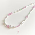 Pink Glass Crystal Cat Eye Stone Geometric Two Way Handmade Sweet Girl Collarbone Necklace