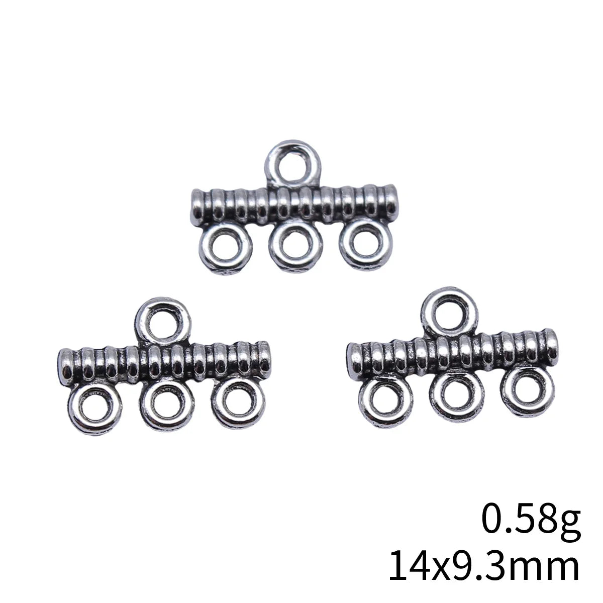 14x9.3mm 0.58g Antique Silver Zinc Alloy Three Hole Earring Connector Charm for DIY Earring Making