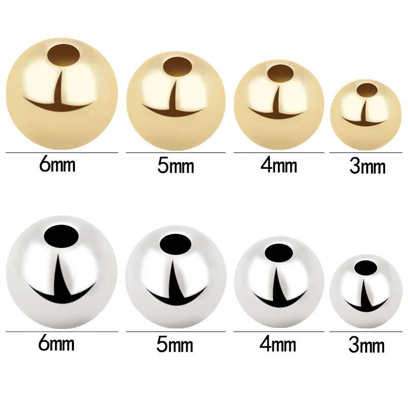 Copper Alloy Round Loose Metal Beads 3mm 4mm 5mm 6mm for DIY Bracelet Jewelry Making