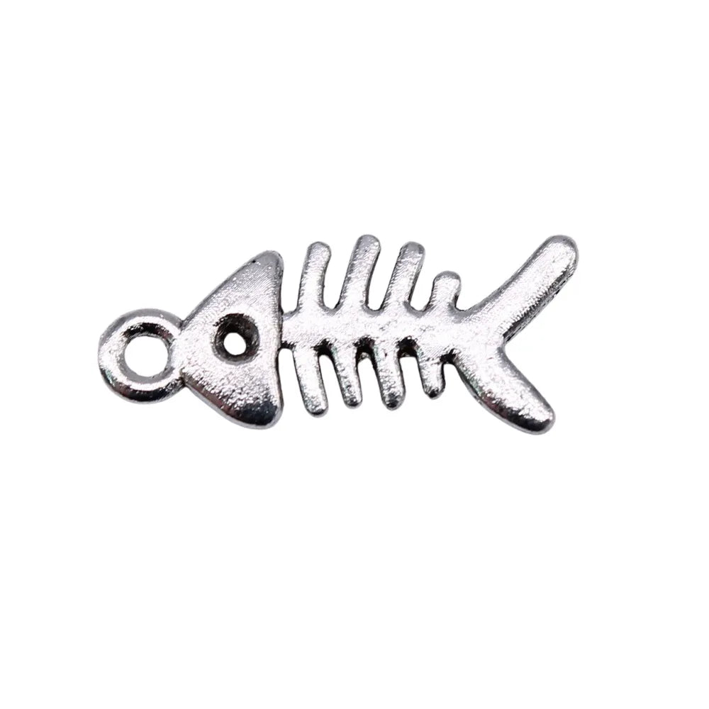 16mm 0.3g Multicolor Zinc Alloy Fish Bone Charm Pendant for DIY Bracelet Necklace Jewelry Making