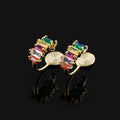 Elegant Colorful Zircon Spiral Hoop Stud & Clip On No Piercing Alloy Contrast Circle Ear Cuff Earrings