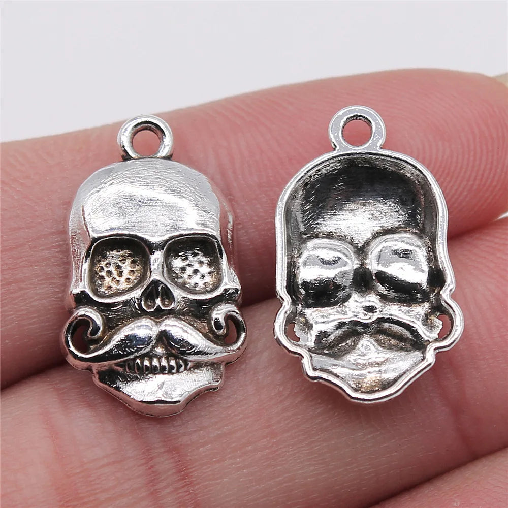 14x22mm 1.4g Antique silver zinc alloy Mustache Skull charm pendant for DIY necklace jewelry making