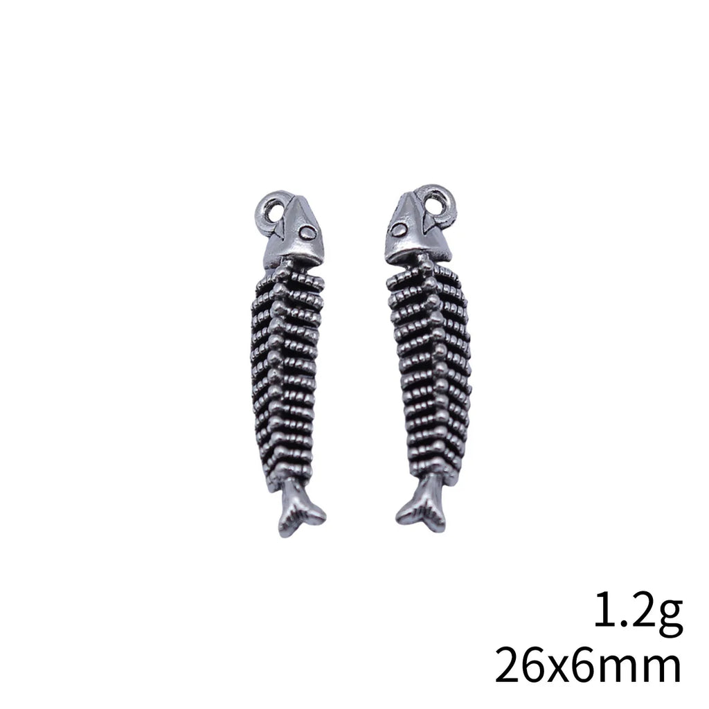 26x6mm 1.2g Antique Silver Zinc Alloy Fish Bone Charm Pendant for DIY Necklace Bracelet Making