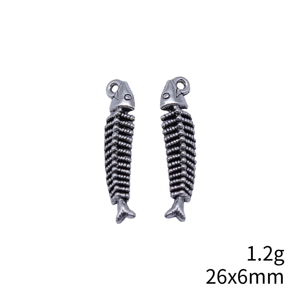 26x6mm 1.2g Antique Silver Zinc Alloy Fish Bone Charm Pendant for DIY Necklace Bracelet Making