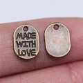 11mm 0.4g Multicolor Zinc Alloy Made With Love Round Letter Charm Pendant for DIY Jewelry Making