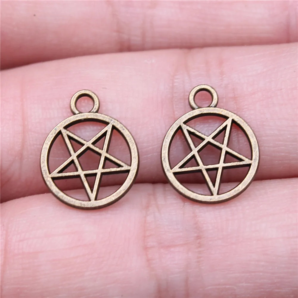 13x13mm 0.95g Multicolor Zinc Alloy Round Five Point Star Charm Pendant for DIY Bracelet Necklace Making