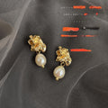 Freshwater Pearl Irregular Geometric Drop Earrings French Vintage Handmade Design for Women