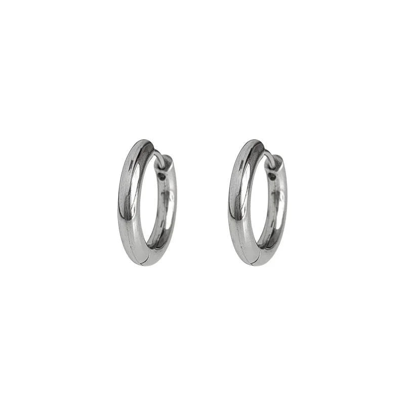 Minimalist Stainless Steel Circle Drop Earrings Smooth Silver Geometric Office Jewelry